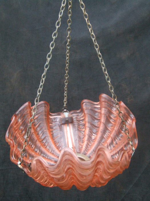 Art Deco Cranberry Shell Ceiling Light