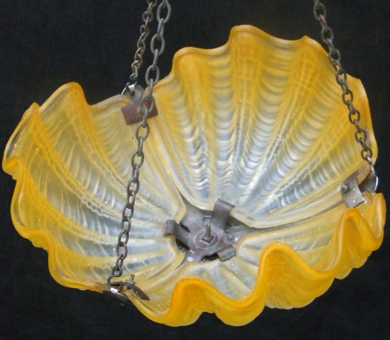 Art Deco Daffodil Yellow Shell Ceiling Light