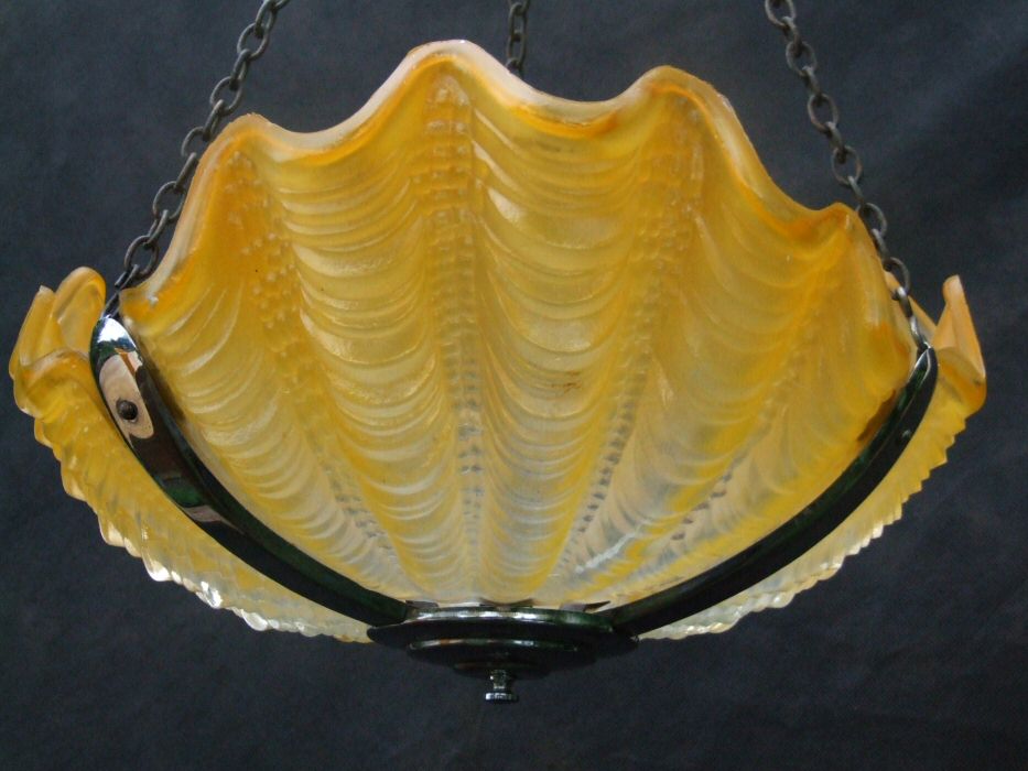 Art Deco Daffodil Yellow Shell Ceiling Light