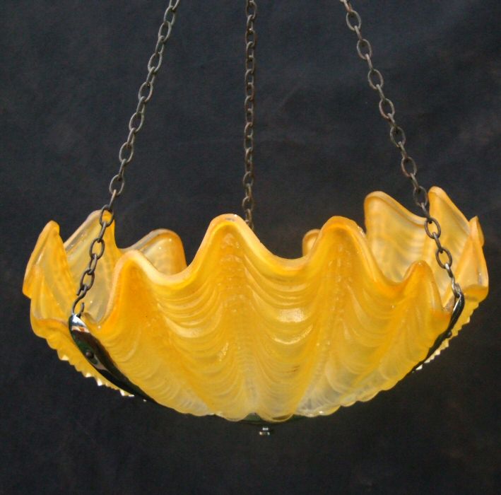 Art Deco Daffodil Yellow Shell Ceiling Light