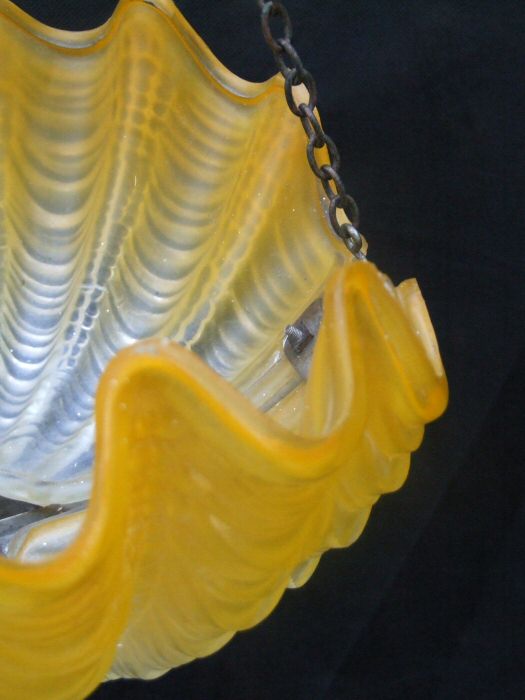 Art Deco Daffodil Yellow Shell Ceiling Light