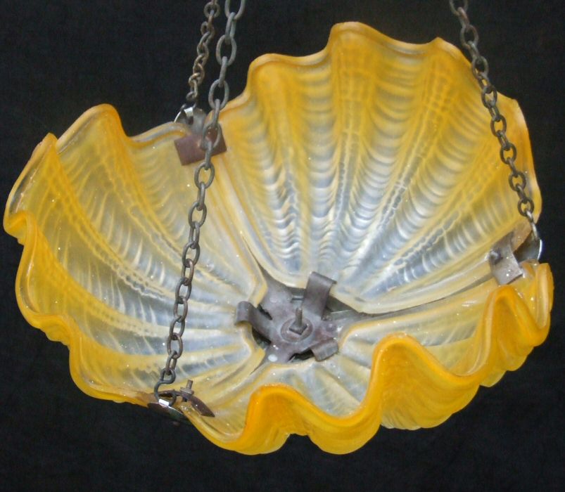 Art Deco Daffodil Yellow Shell Ceiling Light