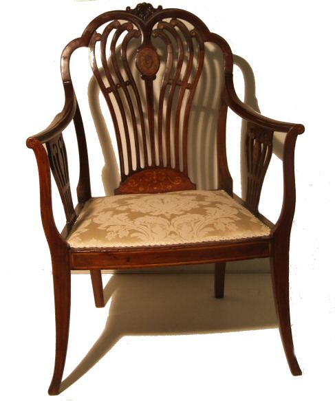 Stunning Edwardian mahogany inlaid armchair