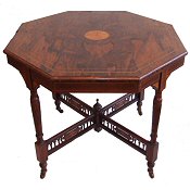 large late Victorian Rosewood and marquetry centre table