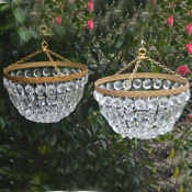 Pair of mid 20th Century bag chandeliers