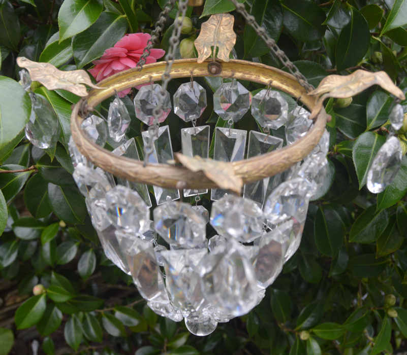 Small Edwardian Purse Chandelier with ivy leaf decoration