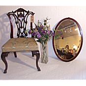 Edwardian mahogany inlaid wall mirror