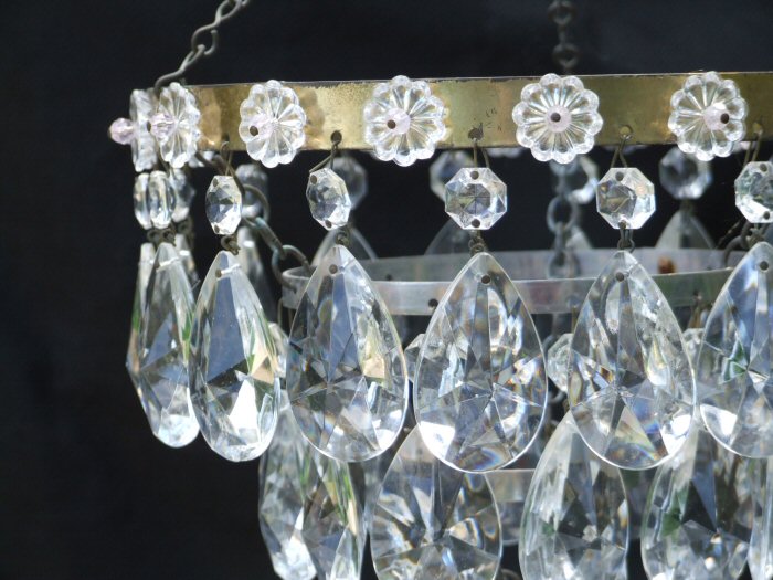 1930s 3 Tier Almond Drop Chandelier