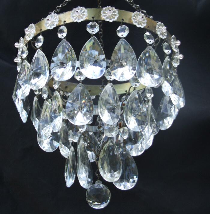 1930s 3 Tier Almond Drop Chandelier