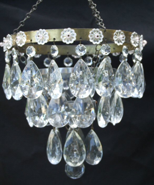 1930s 3 Tier Almond Drop Chandelier