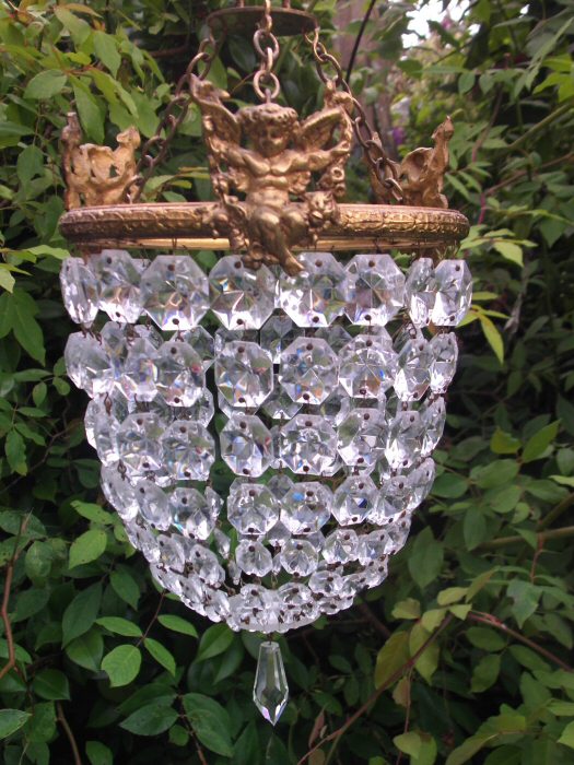 ca 1930 Decorative Purse Chandelier with Cherubs