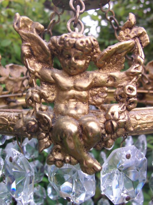 ca 1930 Decorative Purse Chandelier with Cherubs