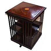 Edwardian inlaid revolving bookcase