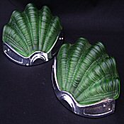 Pair Green Deco Shell Wall Lights