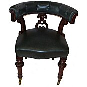 Early Victorian leather library armchair