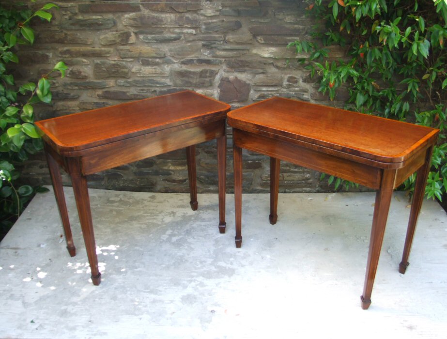 Pair of Early 20th Century Mahogany Inlaid Card Tables