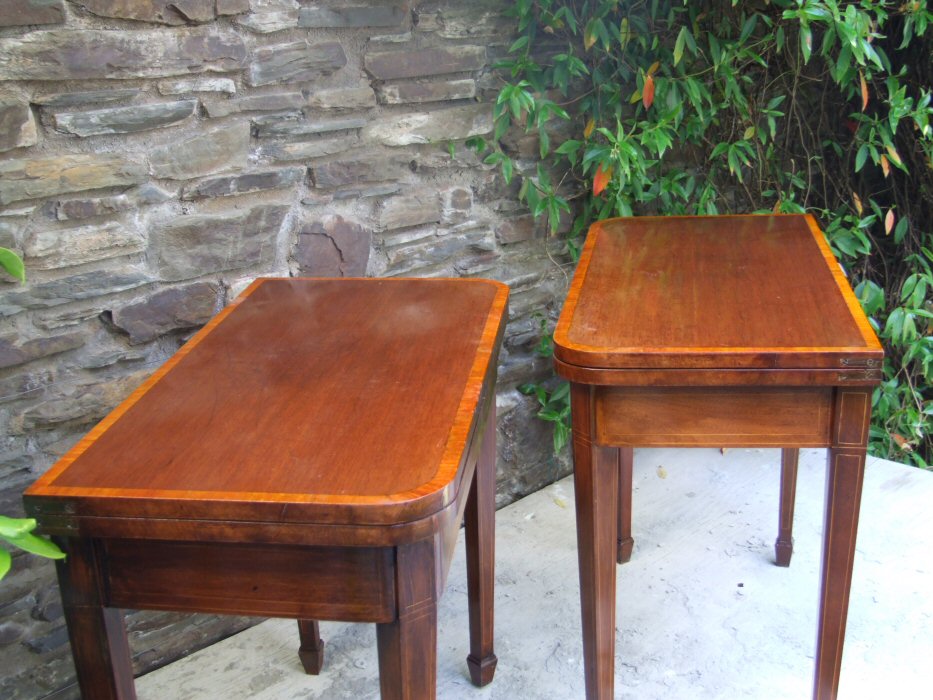 Pair of Early 20th Century Mahogany Inlaid Card Tables