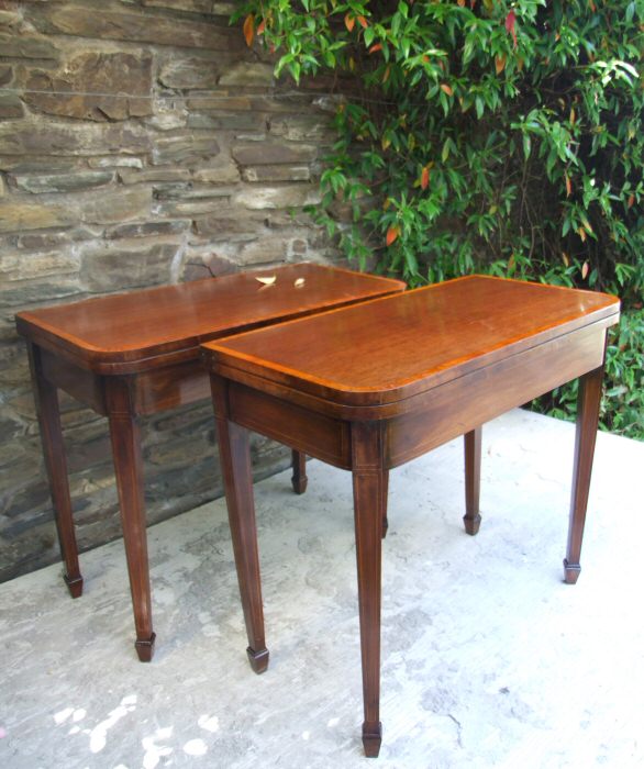 Pair of Early 20th Century Mahogany Inlaid Card Tables