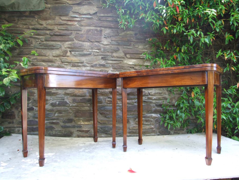 Pair of Early 20th Century Mahogany Inlaid Card Tables