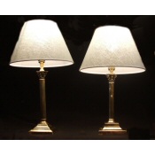 near matching pair of 1900 antique table lamps