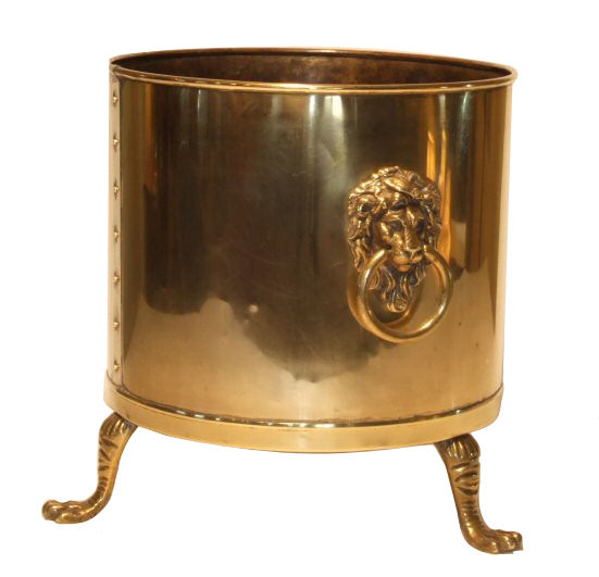 Antique brass log bin