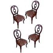 4 Victorian walnut balloon back dining chairs
