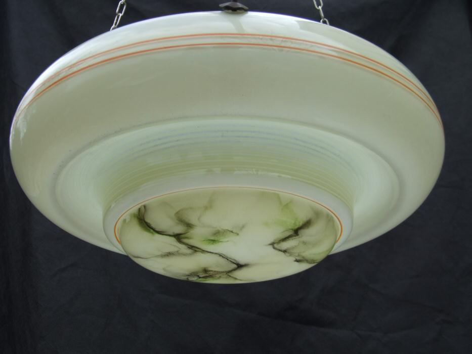 Cream Deco Ceiling Light with mottled green detail