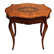 Victorian burr walnut serpentine table