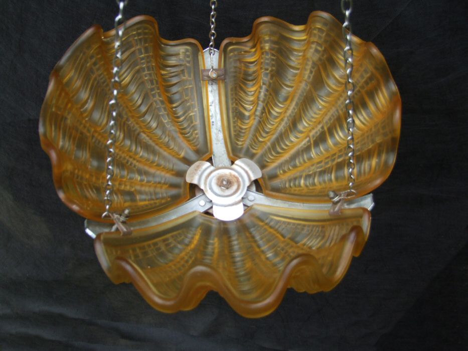 Stunning Amber Art Deco Shell Ceiling Light