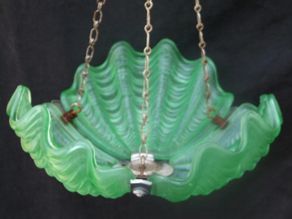 Soft Sea Green Art Deco Shell Ceiling Light