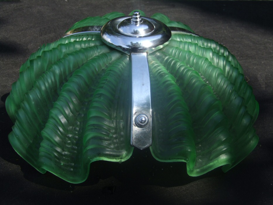 Soft Sea Green Art Deco Shell Ceiling Light