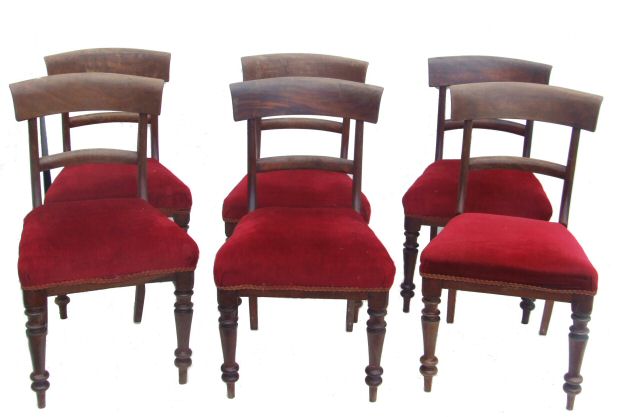 Set of 6 mahogany Early Victorian dining chairs