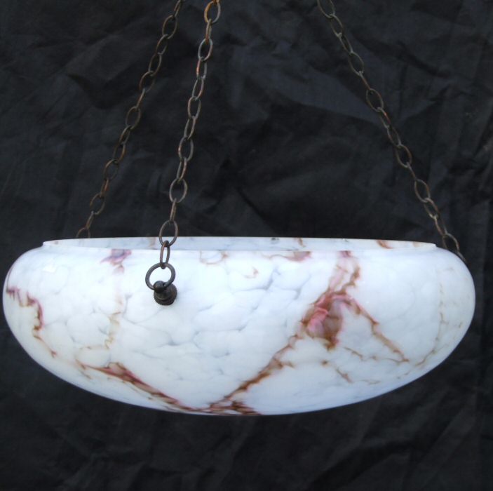 Mottled White Deco Ceiling Light with chocolate and pink veins running through