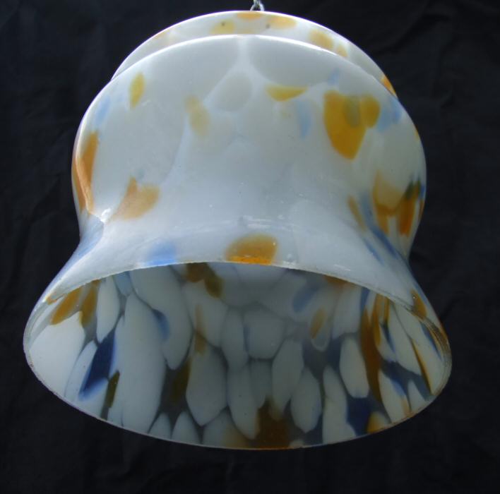 Art Deco mottled white, tangerine and blue shade