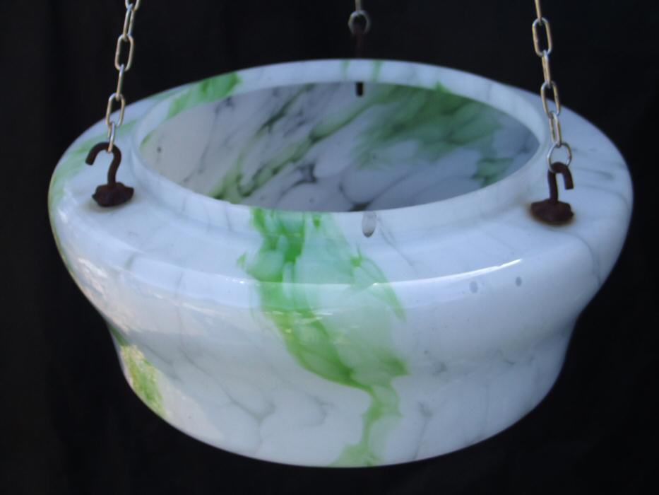 Mottled White and Green Deco Ceiling Light