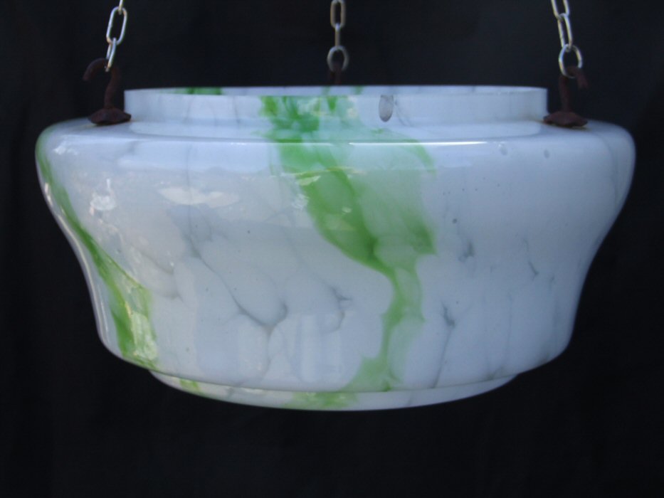 Mottled White and Green Deco Ceiling Light