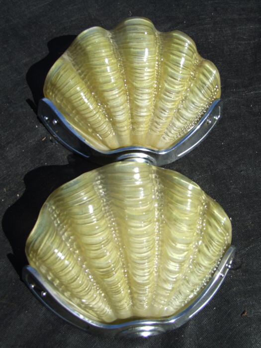 Pair of Lemon Art Deco Shell Wall Lights 