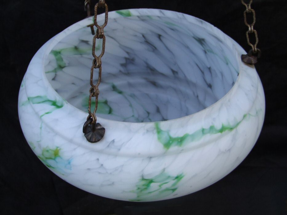 Mottled Green Art Deco Ceiling Light