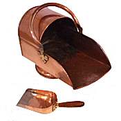 Edwardian copper coal skuttle and shuvel