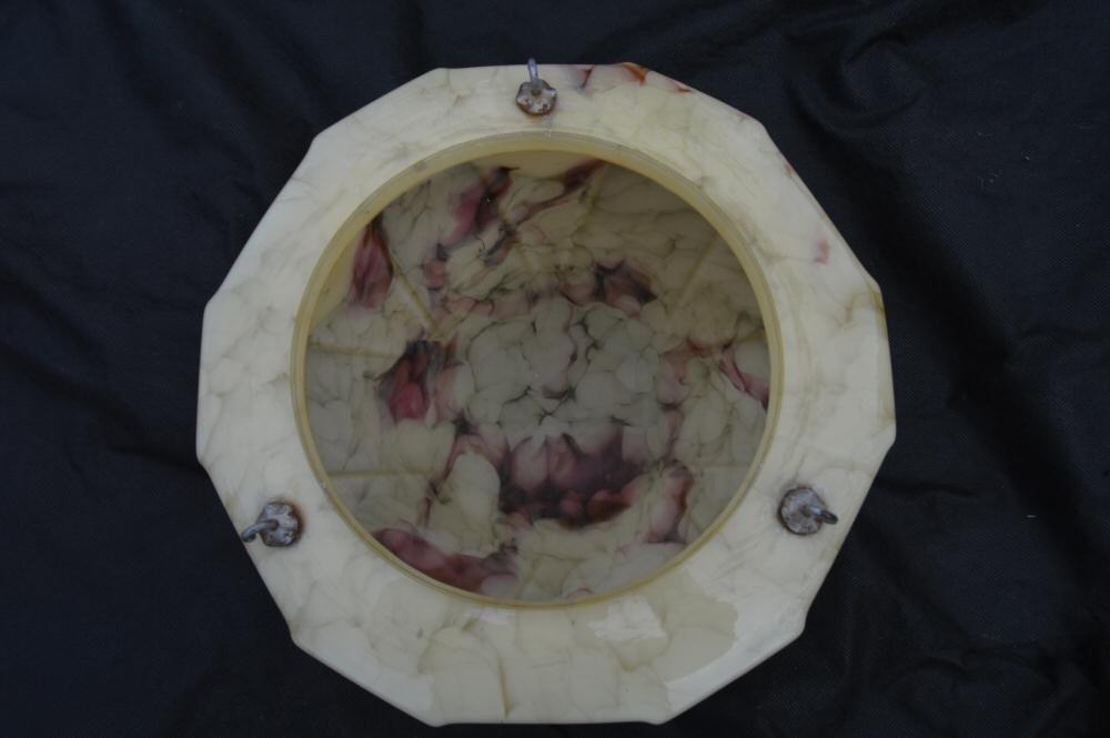 Raspberry and Cream Geometric Art Deco Ceiling Light