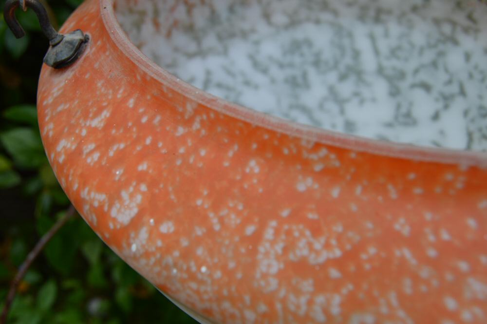 Art Deco Tangerine and Mottled White Ceiling Light