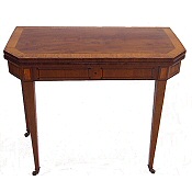 Georgian mahogany and satinwood banded card table