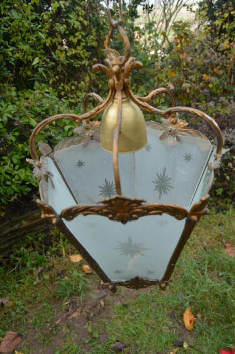 Mid 20th Century 5 sided Brass Hall Lantern