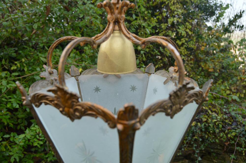 Mid 20th Century 5 sided Brass Hall Lantern