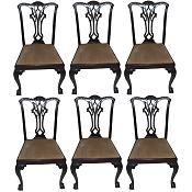 set of 6 Edwardian Chippendale style dining chairs