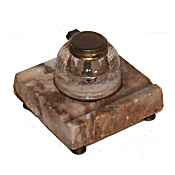 1930 galss ink well on marble base