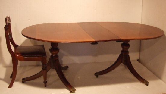 19th Century twin pillar mahogany dining table