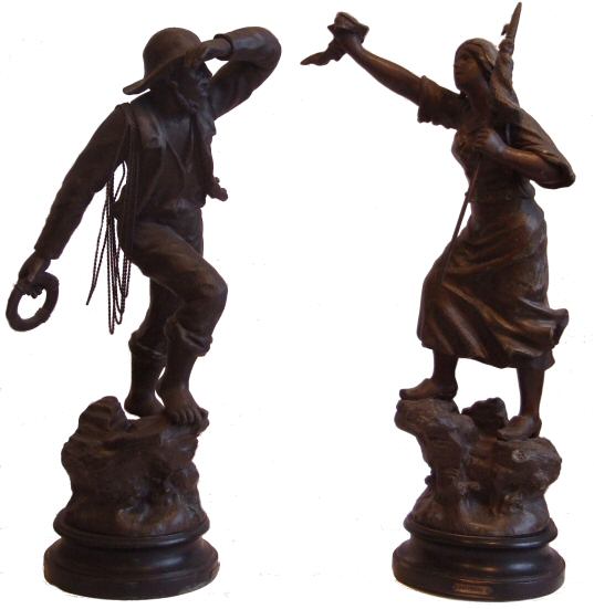 Pair of Late Victorian Spelter figures by Mestais of France