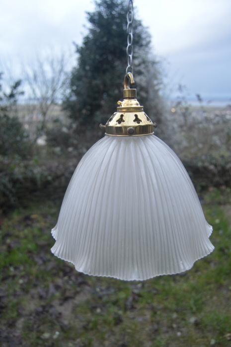 Edwardian opaque ribbed ceiling light