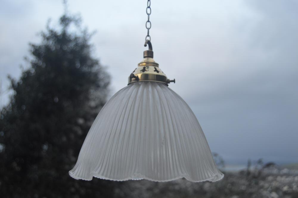 Edwardian opaque ribbed ceiling light